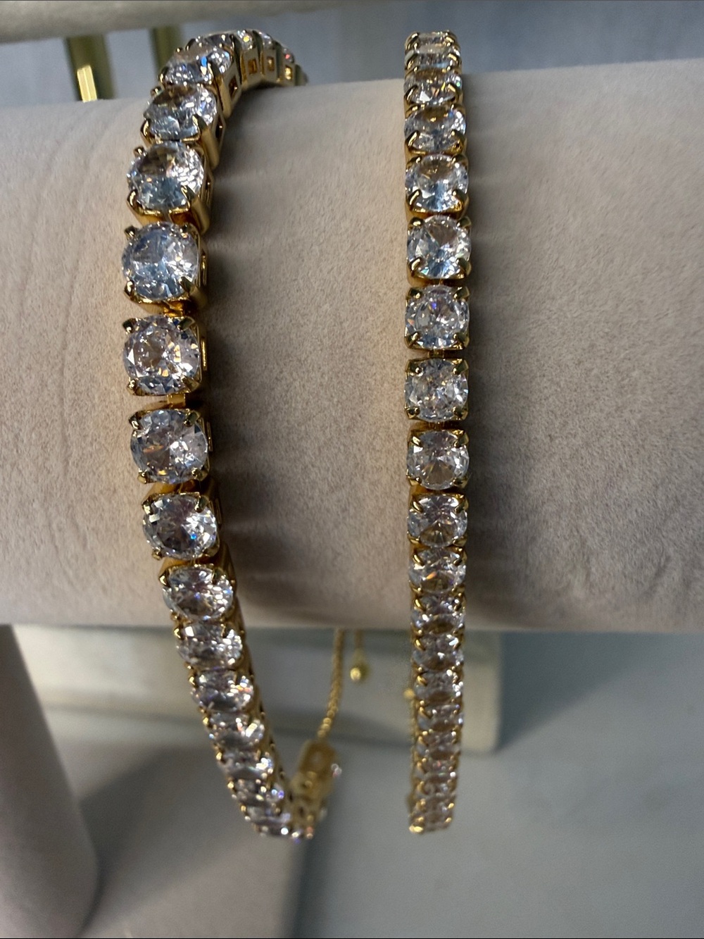 Stackable Gold Tennis Bracelet with Clear Crystals Set